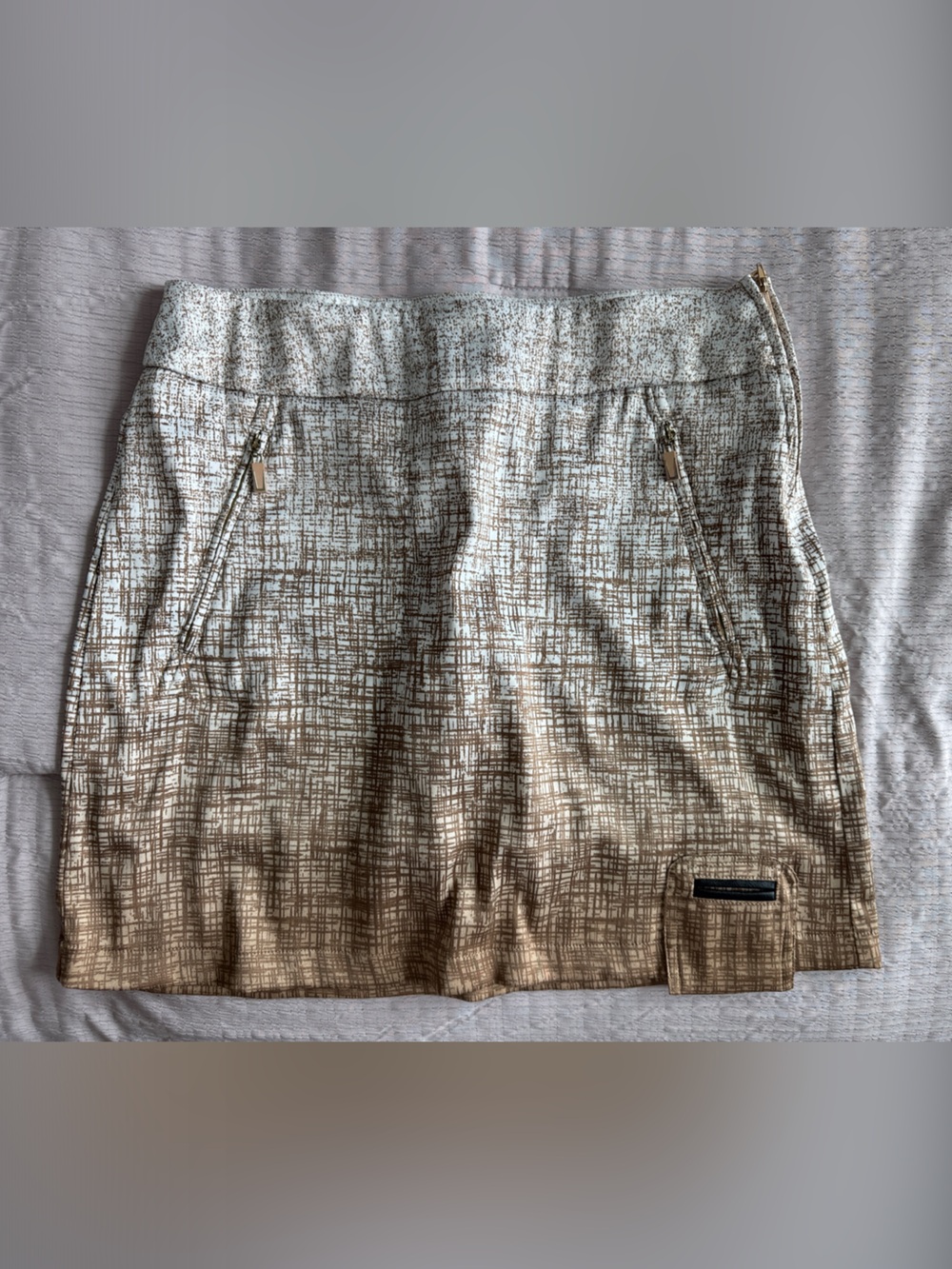 Jamie Sadock- Textured Cream and Brown Woman’s Skort with Zip Pockets